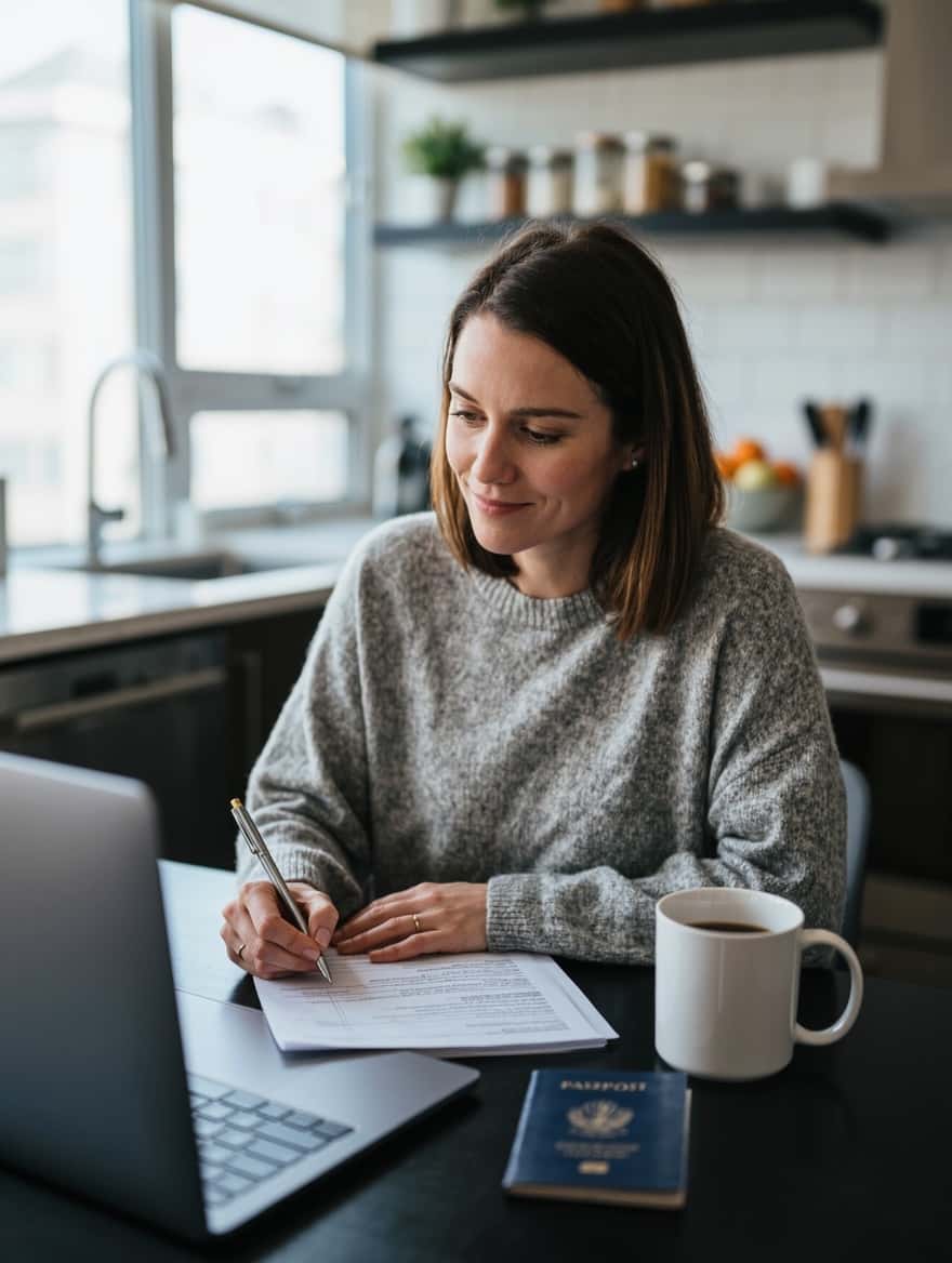 Canada work permit extension: a worker completing an online work permit renewal application at home