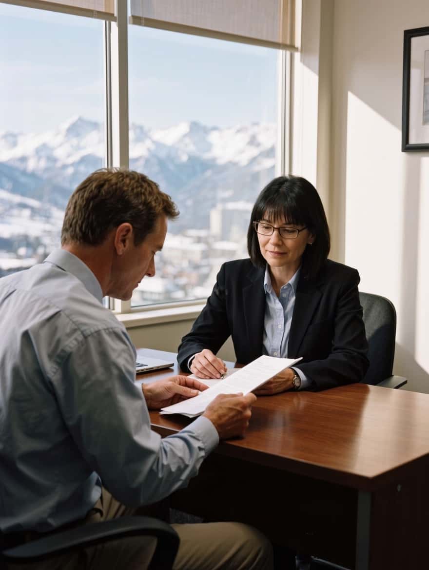 IRCC misrepresentation review: a client and a licensed RCIC going through an immigration file together