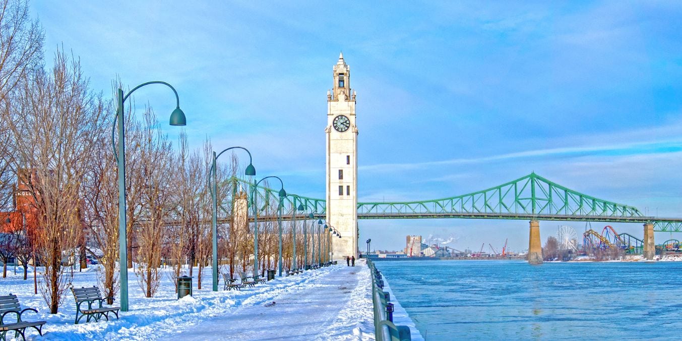 Wintery Montreal landscape showcasing the city's adaptation to its long winter months, underlining the climate's influence on local lifestyle and activities