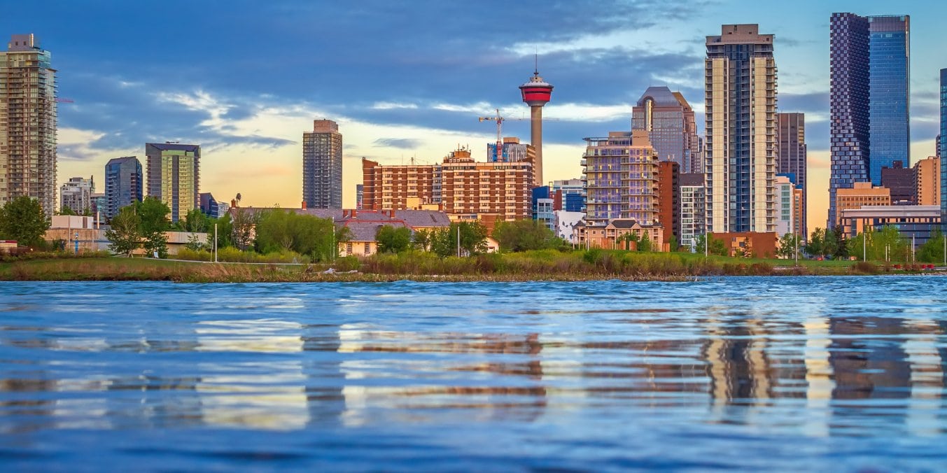View of the Bow River with Calgary skyline, highlighting what Calgary is known for in urban and outdoor life