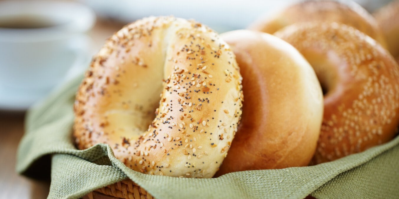 Close-up of bagels, representing Montreal's iconic culinary dishes
