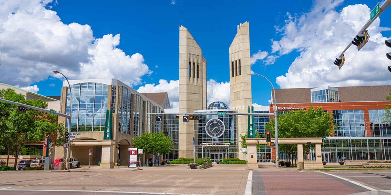 MacEwan University campus building in Edmonton on a sunny day