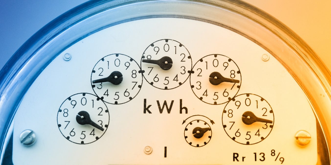 Electric meter dials representing utility costs for electricity, gas, water, and internet in Edmonton