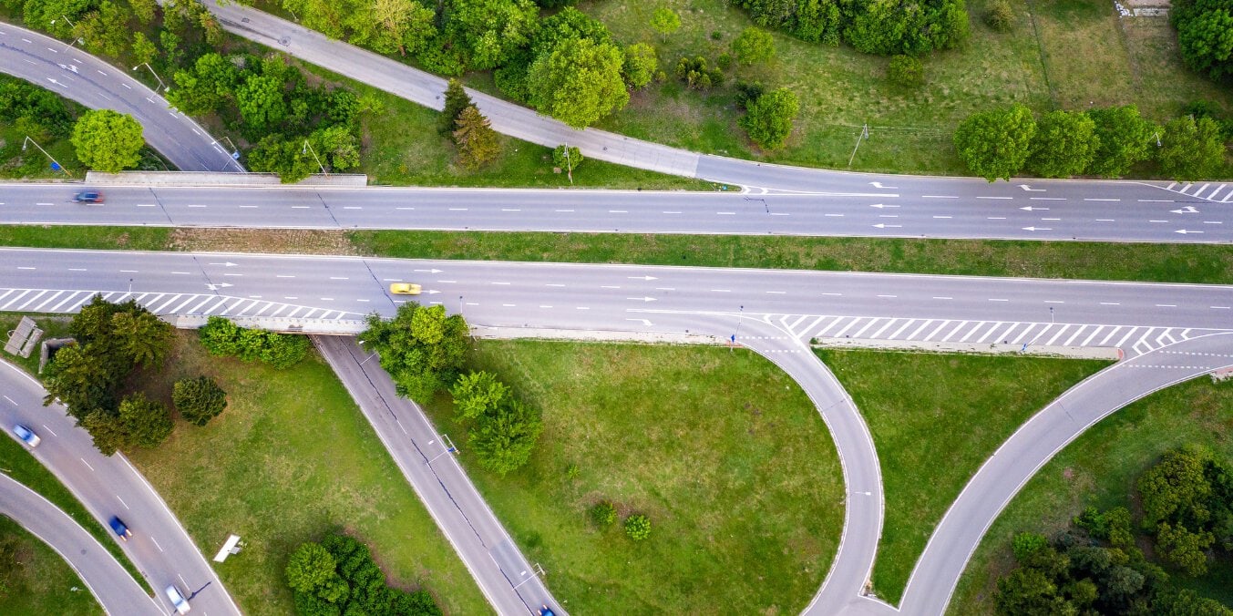 Aerial view of Calgary roads representing transportation and infrastructure