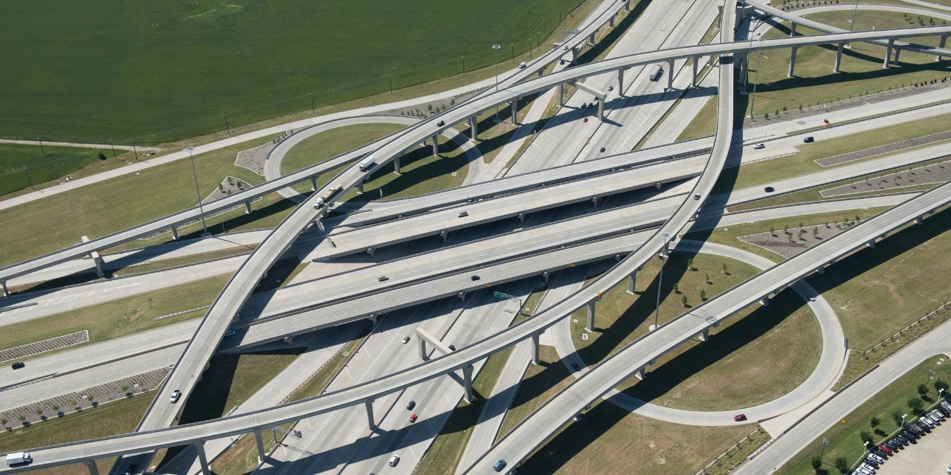 Aerial view of highways illustrating transportation and infrastructure when moving to Calgary from Vancouver