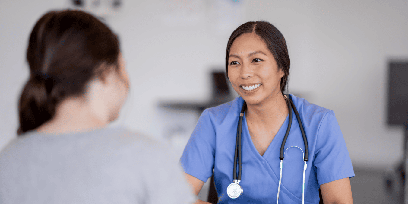 A nurse conducting a medical exam for Canada immigration.