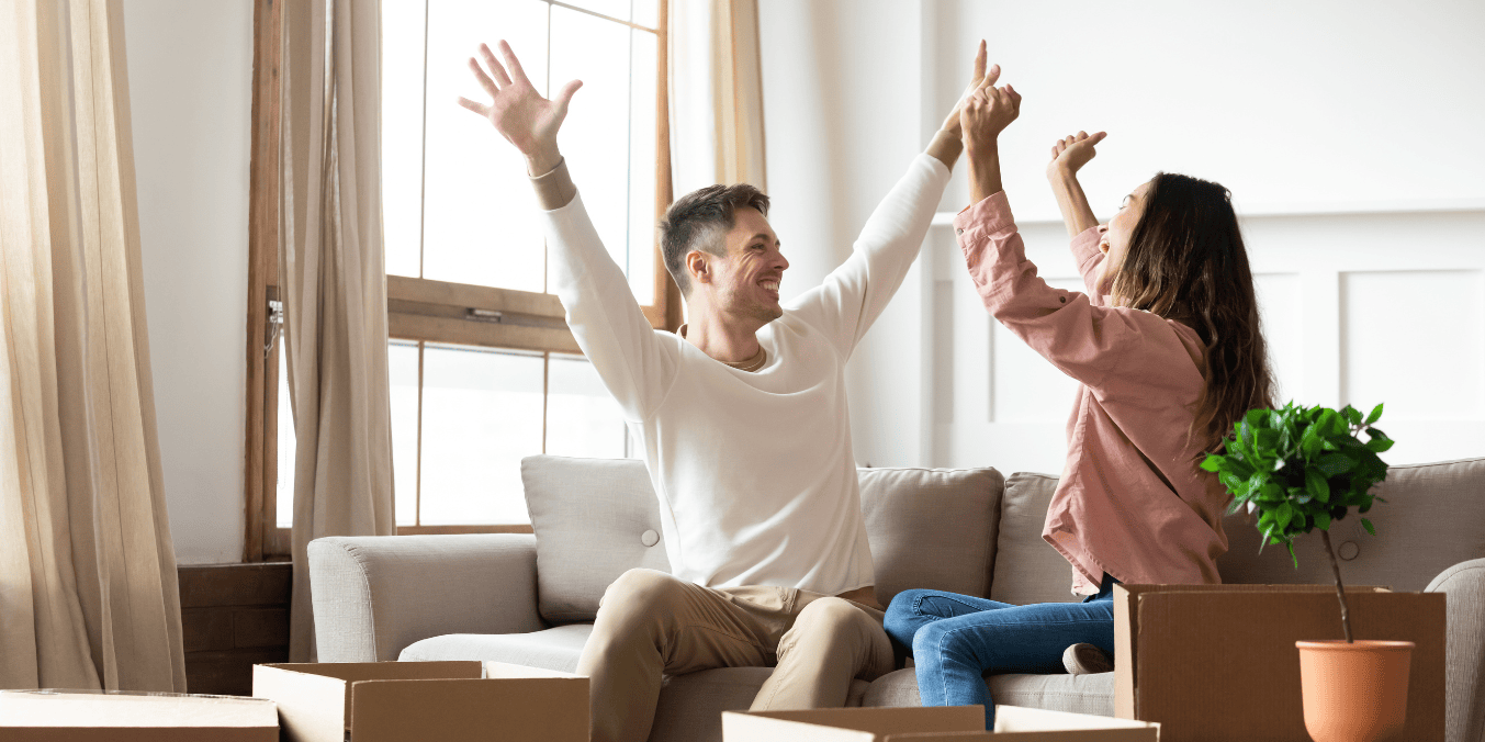 A cheerful husband and wife