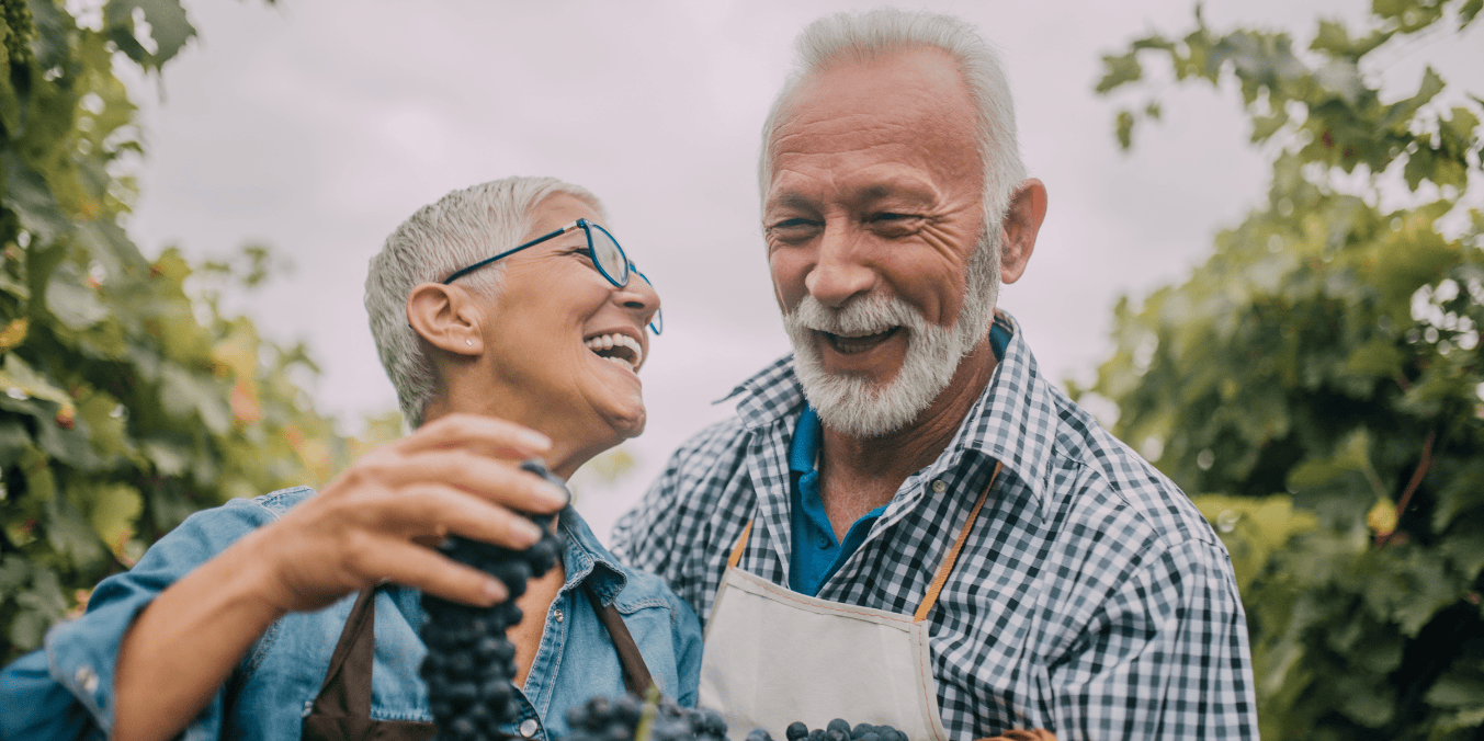 Happy older couple in Canada - No age limit for immigration.