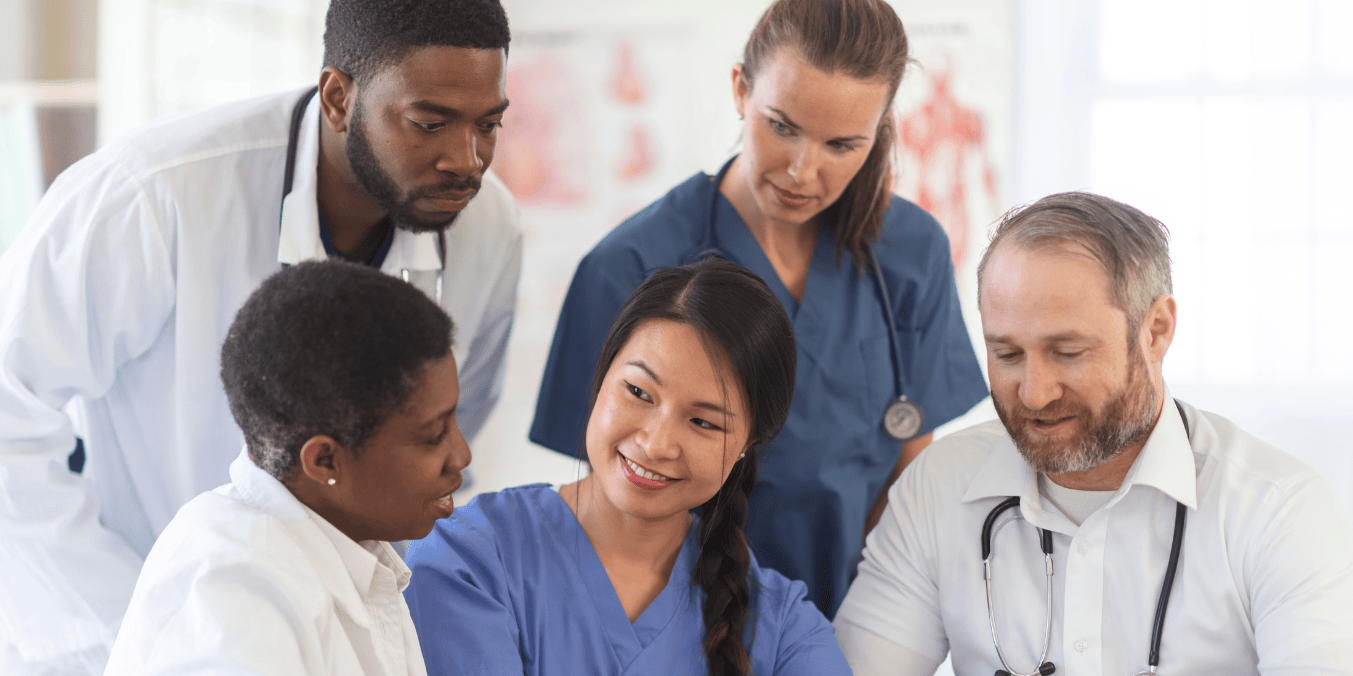 Team of healthcare professionals in Canada, including foreign workers hired through a Positive Labour Market Impact Assessment (LMIA).